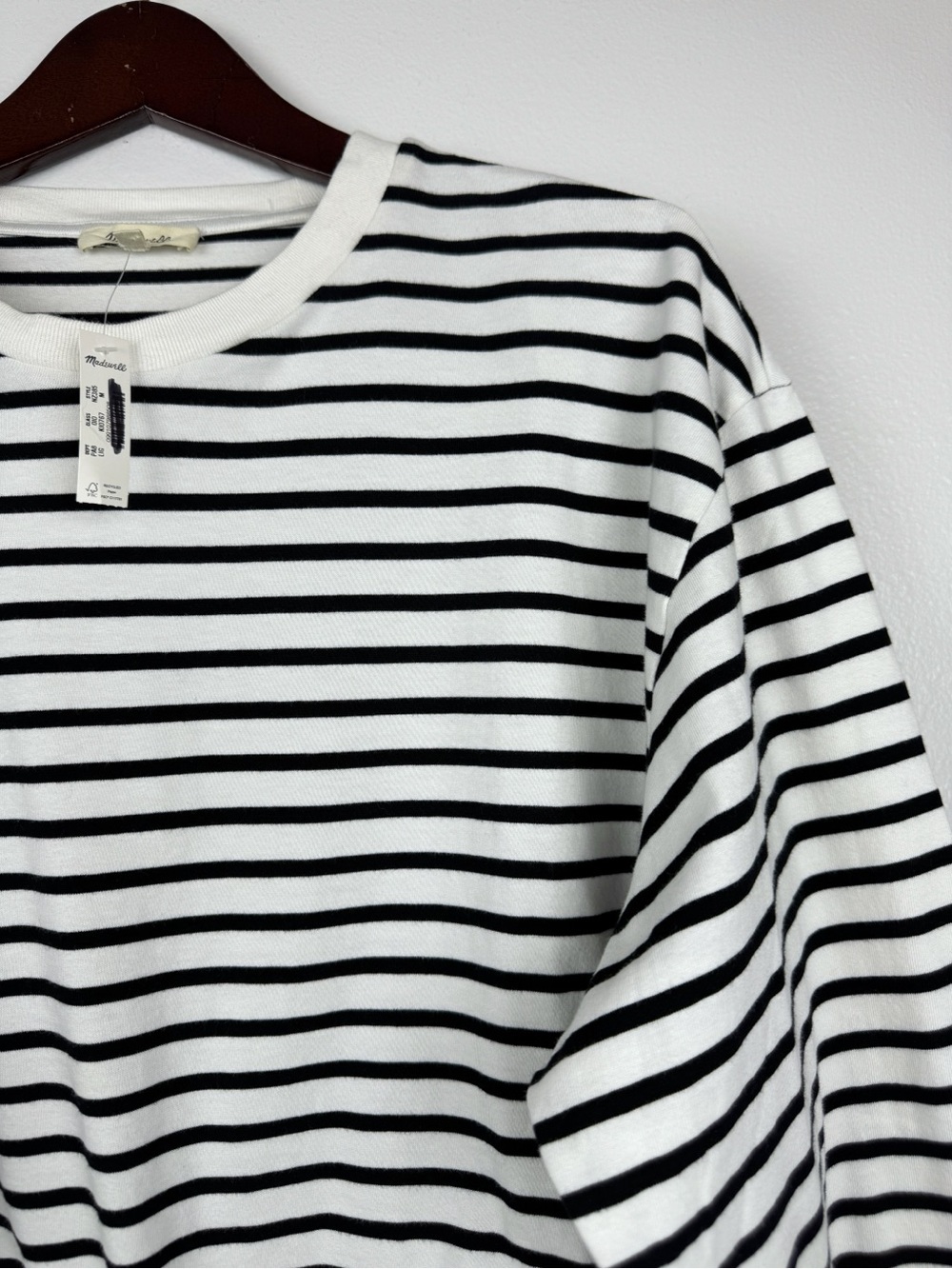 Madewell Perfect Boxy Tie Waist Drawstring Jersey Tee White Black Stripes M NWT - Picture 5 of 8